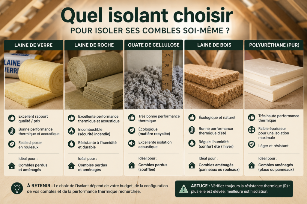 Quel isolant choisir pour isoler ses combles soi-même ?