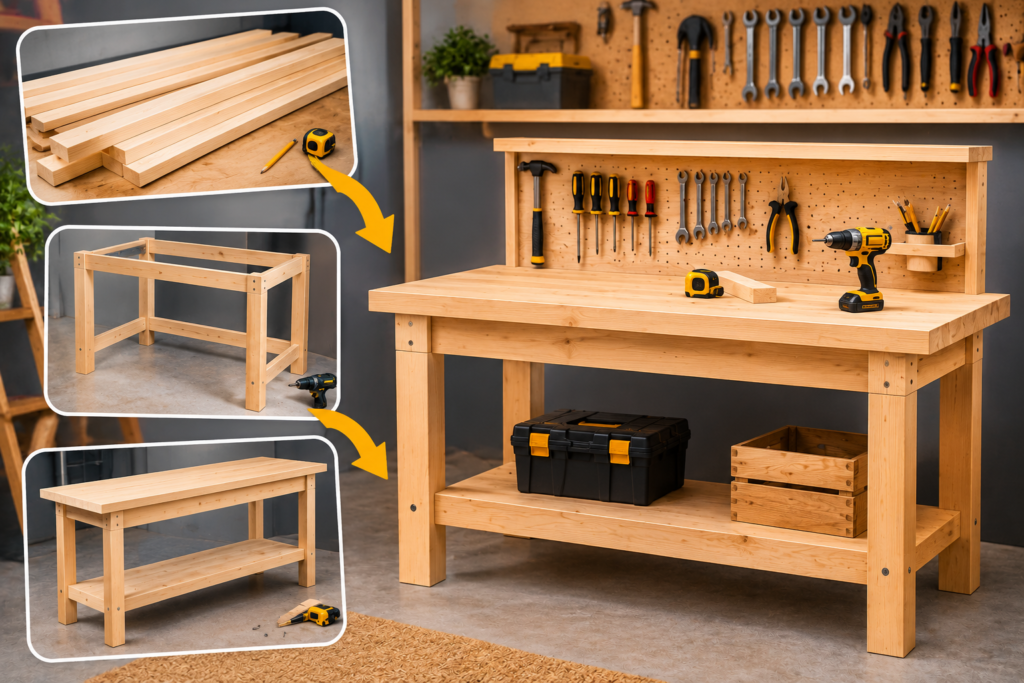 fabriquer etabli bois, Fabriquer son établi de bricolage étape par étape